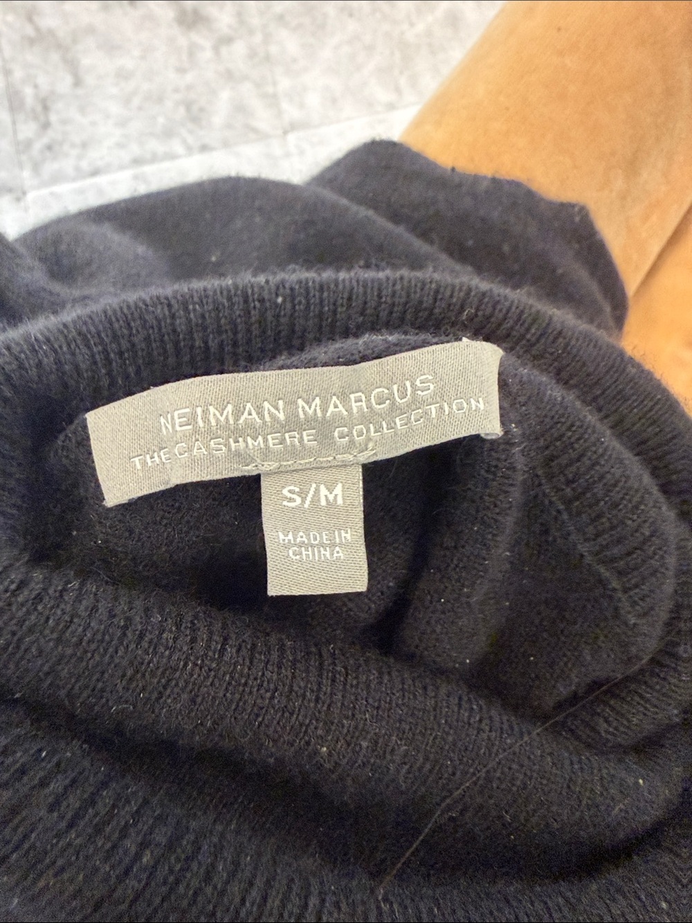 Neiman Marcus Black Cashmere Blend Crewneck Sweater